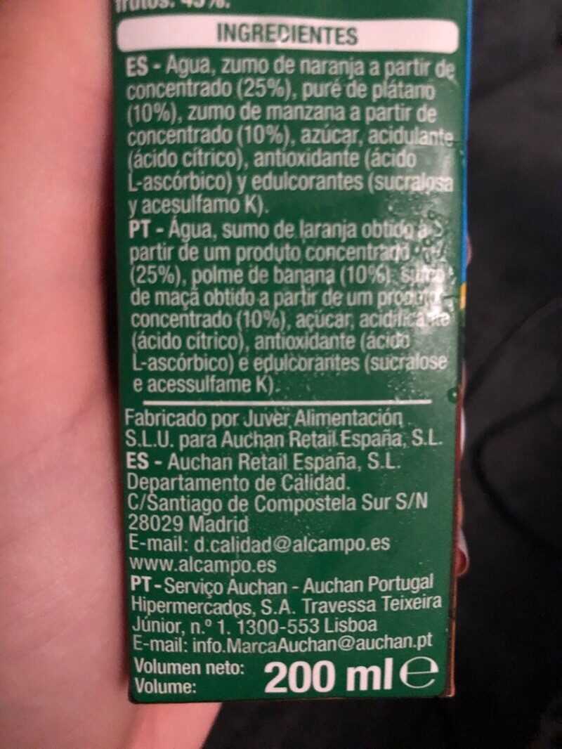 Foto da lista de ingredientes