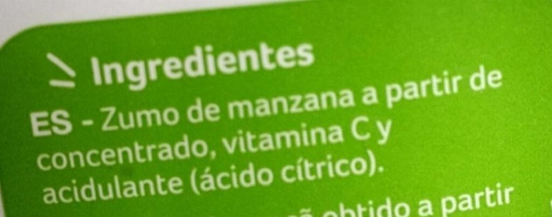 Foto da lista de ingredientes