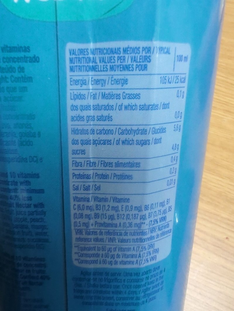 Foto da tabela nutricional