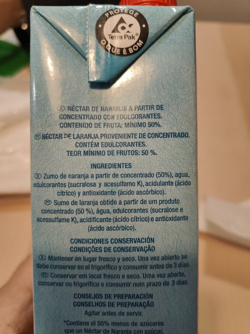 Foto da lista de ingredientes