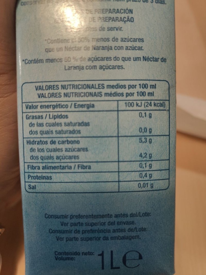 Foto da tabela nutricional
