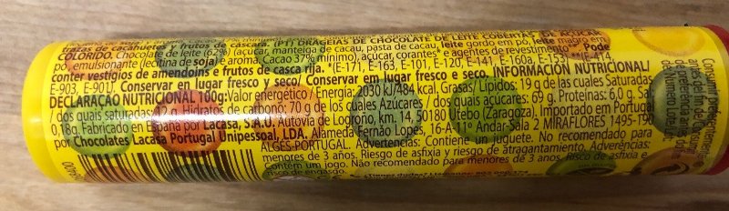 Foto da tabela nutricional