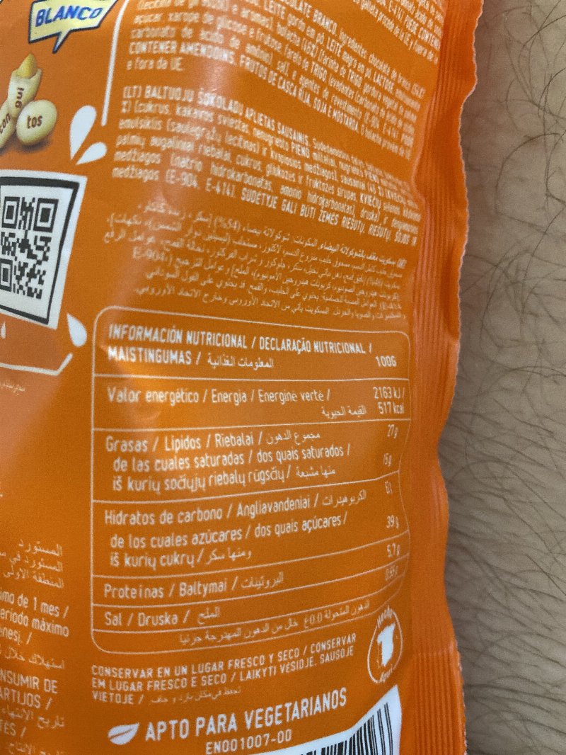 Foto da lista de ingredientes