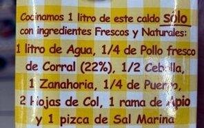 Foto da lista de ingredientes