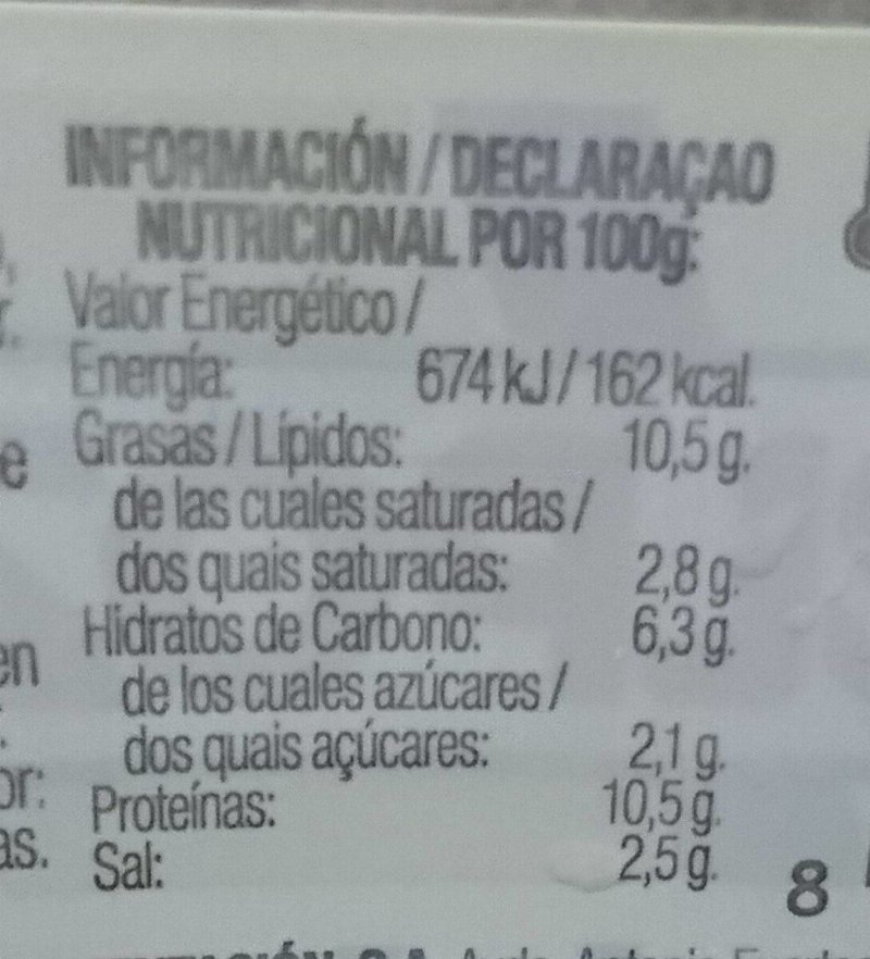 Foto da tabela nutricional