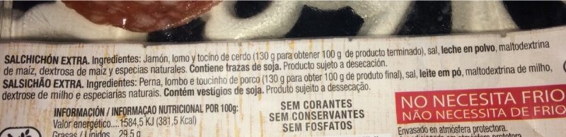 Foto da lista de ingredientes