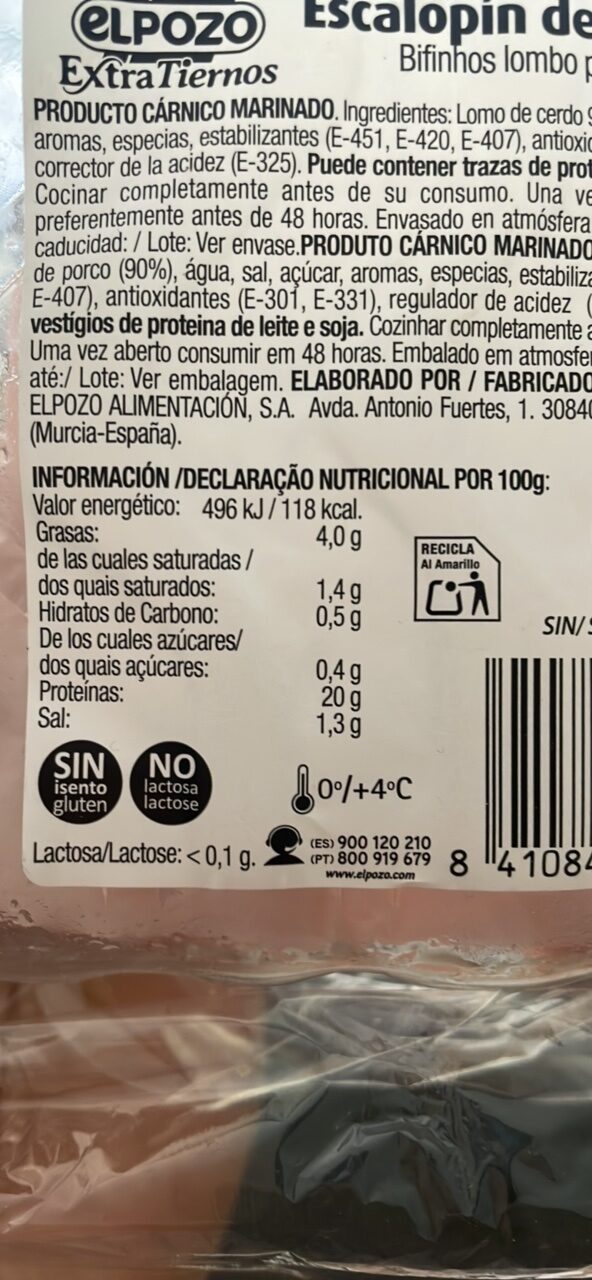 Foto da tabela nutricional
