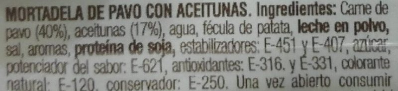 Foto da lista de ingredientes