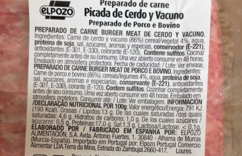Foto da tabela nutricional