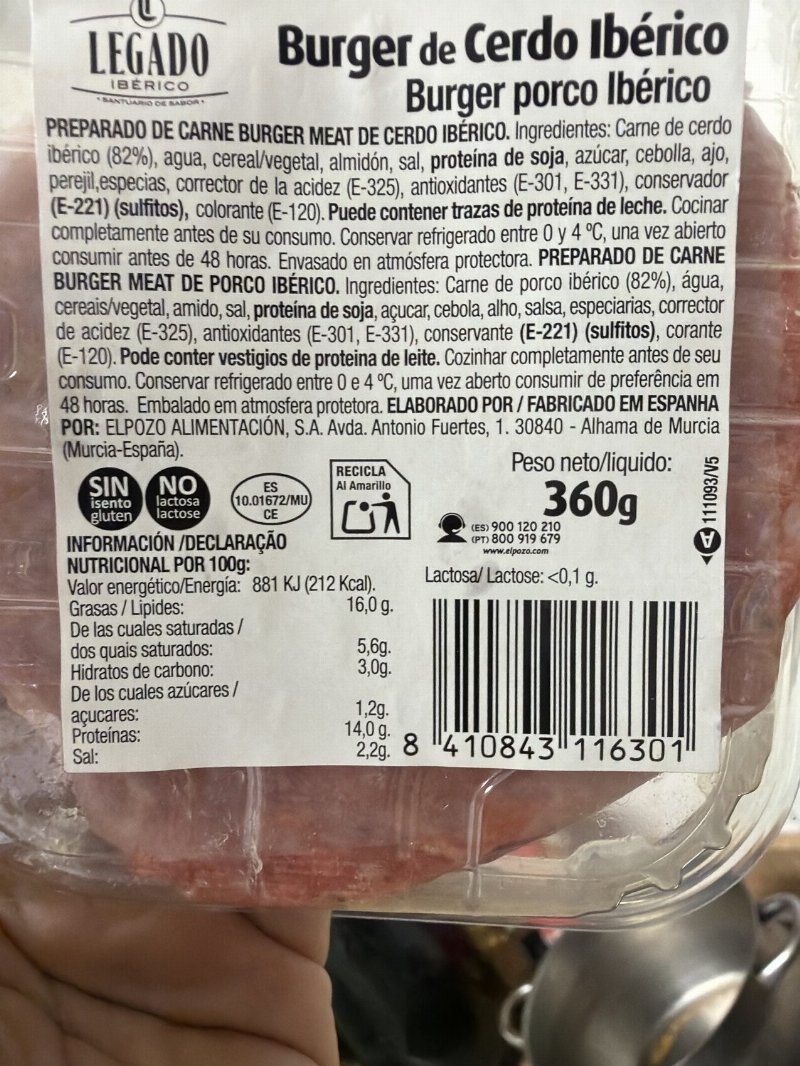 Foto da tabela nutricional