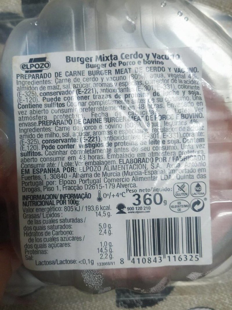 Foto da tabela nutricional