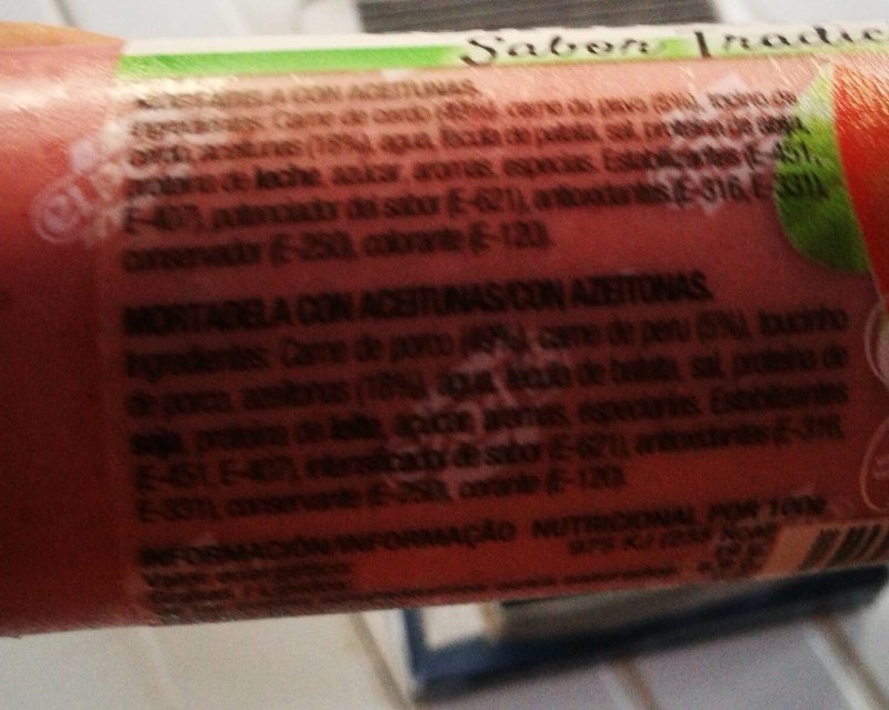 Foto da tabela nutricional