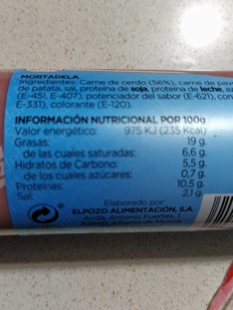Foto da tabela nutricional