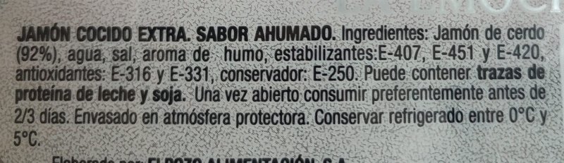 Foto da lista de ingredientes