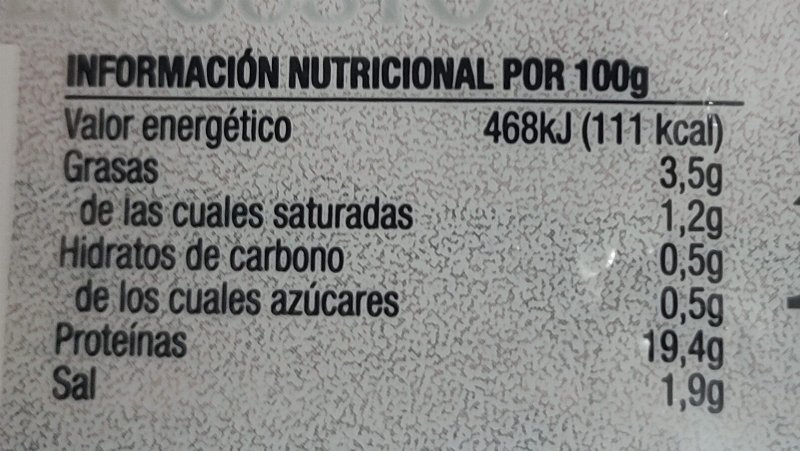 Foto da tabela nutricional