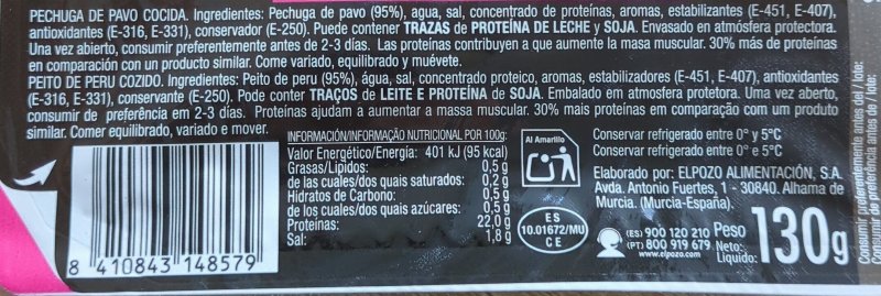 Foto da lista de ingredientes