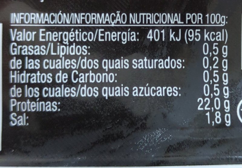 Foto da tabela nutricional