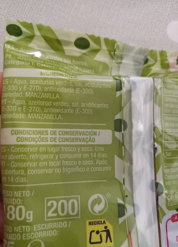Foto da lista de ingredientes