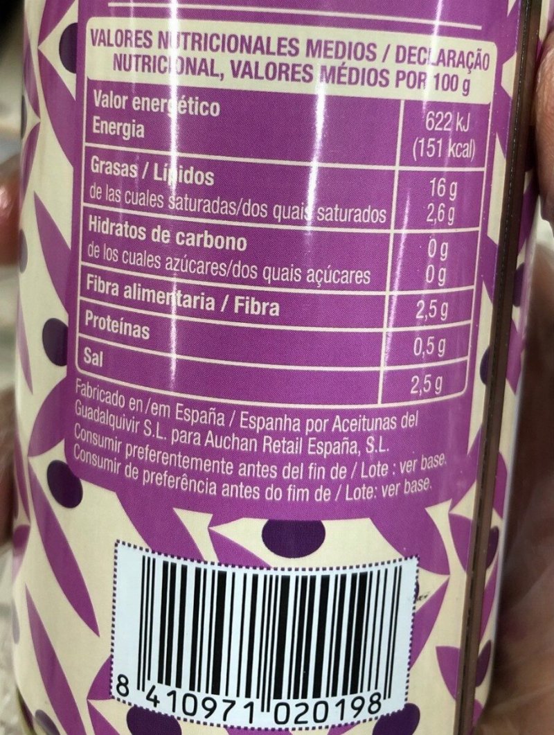 Foto da tabela nutricional