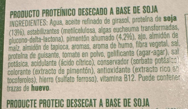 Foto da lista de ingredientes