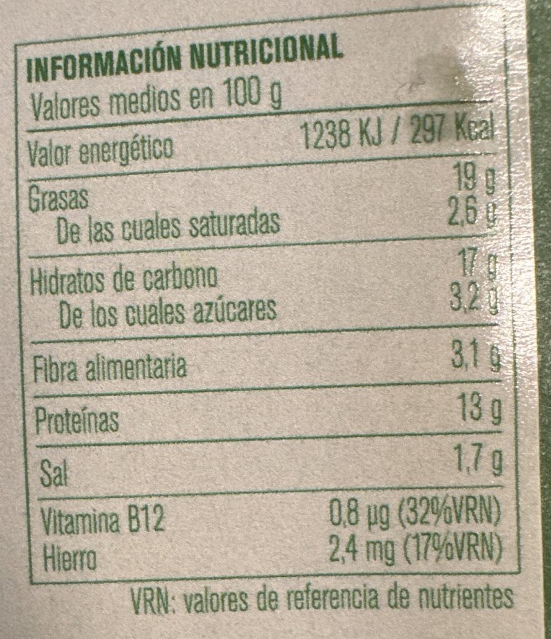 Foto da tabela nutricional