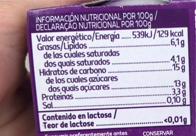 Foto da tabela nutricional