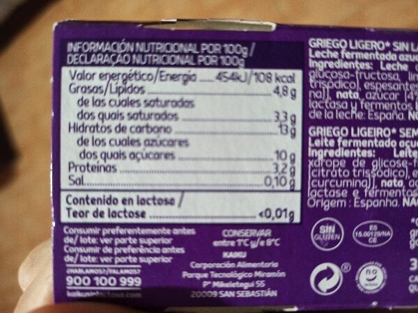 Foto da lista de ingredientes