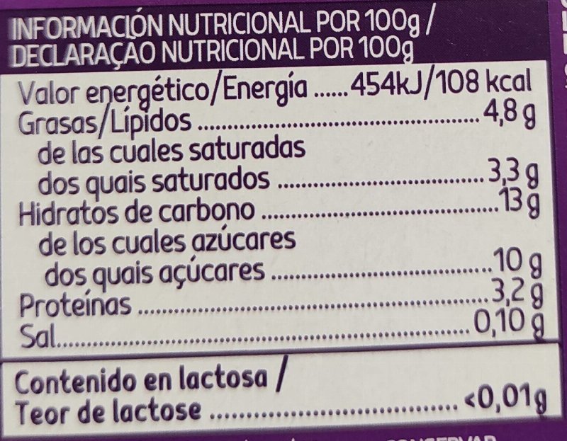 Foto da tabela nutricional