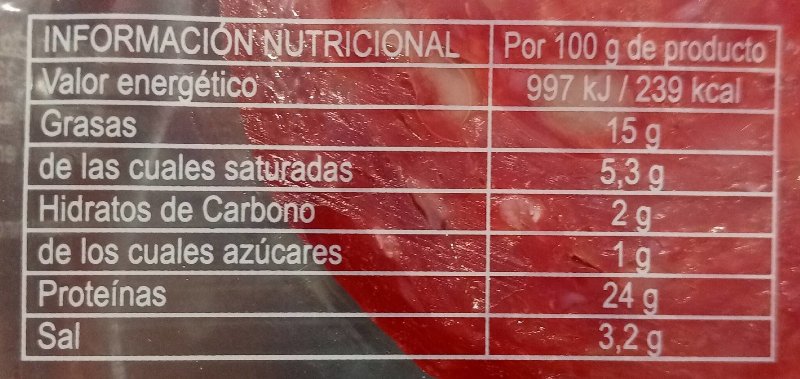 Foto da tabela nutricional