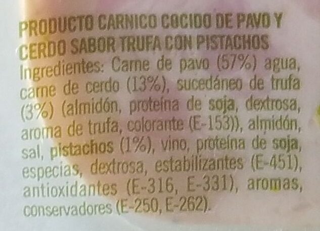 Foto da lista de ingredientes