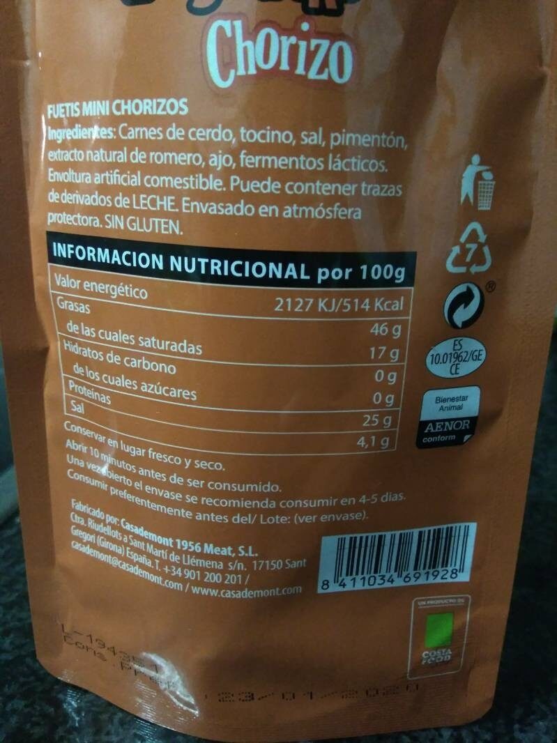 Foto da tabela nutricional