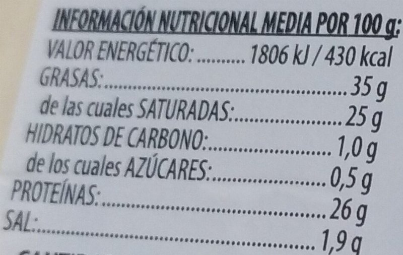 Foto da tabela nutricional