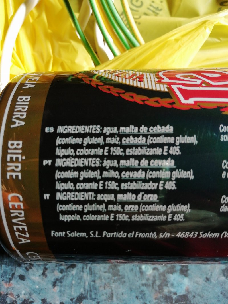 Foto da lista de ingredientes