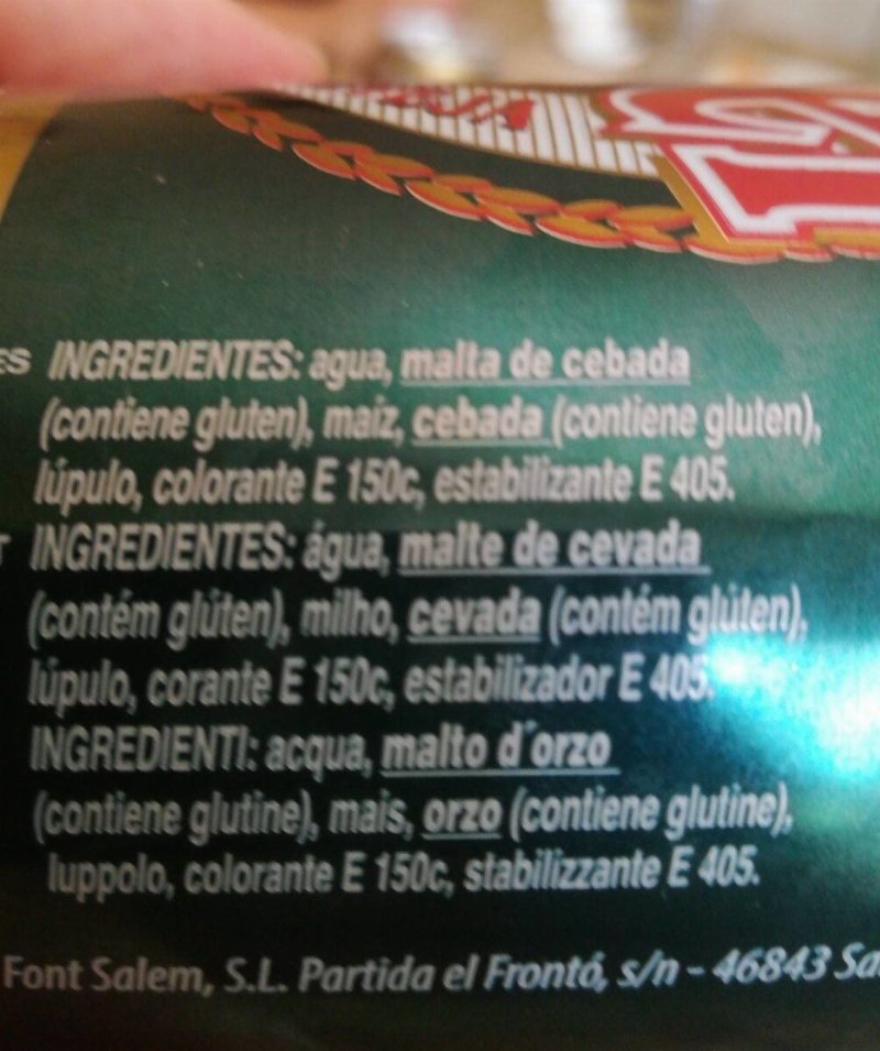 Foto da tabela nutricional