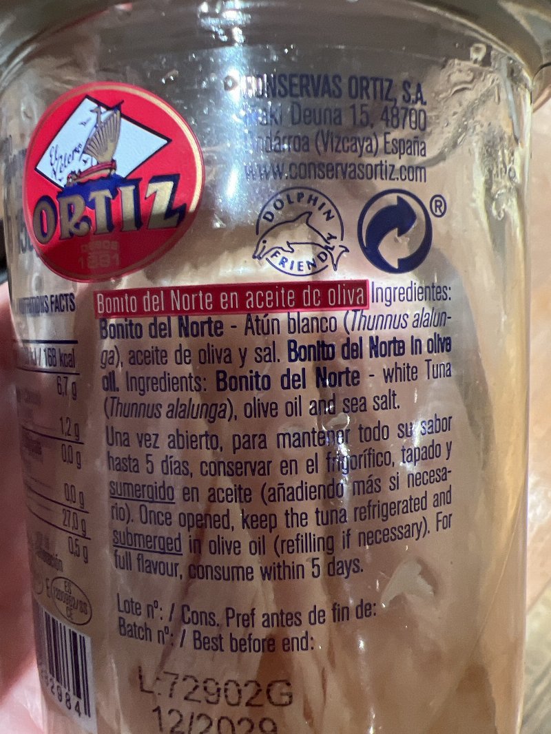Foto da lista de ingredientes