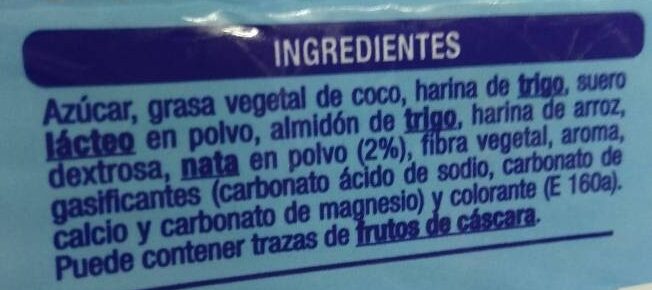 Foto da lista de ingredientes