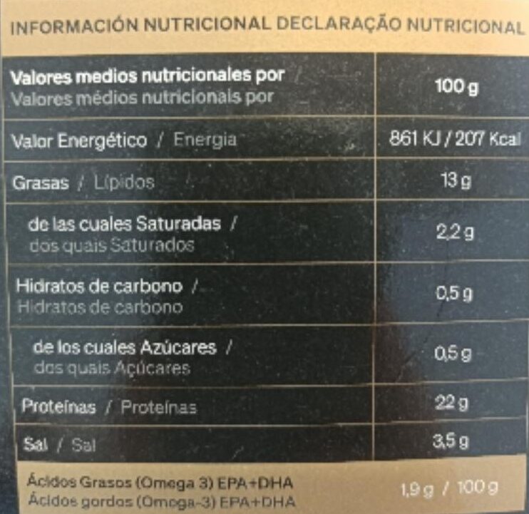 Foto da tabela nutricional