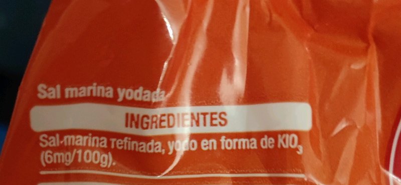 Foto da lista de ingredientes