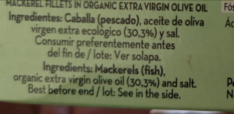 Foto da lista de ingredientes