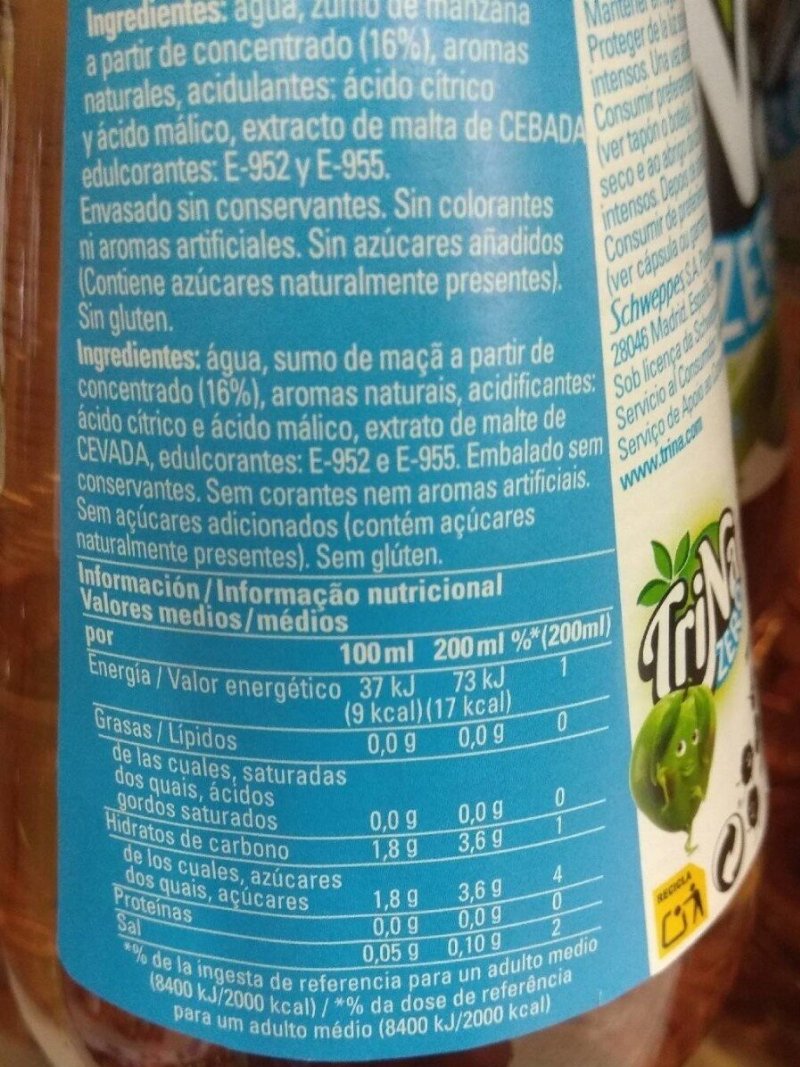 Foto da tabela nutricional