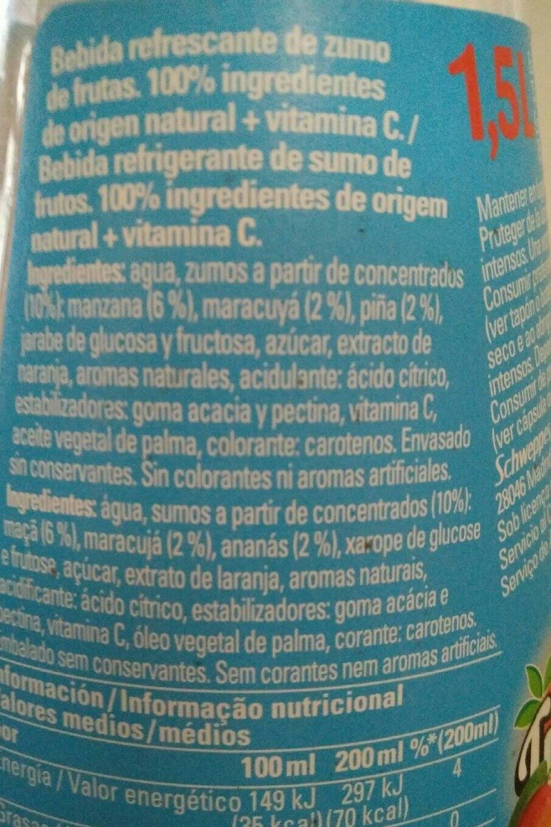 Foto da lista de ingredientes