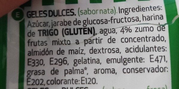 Foto da lista de ingredientes