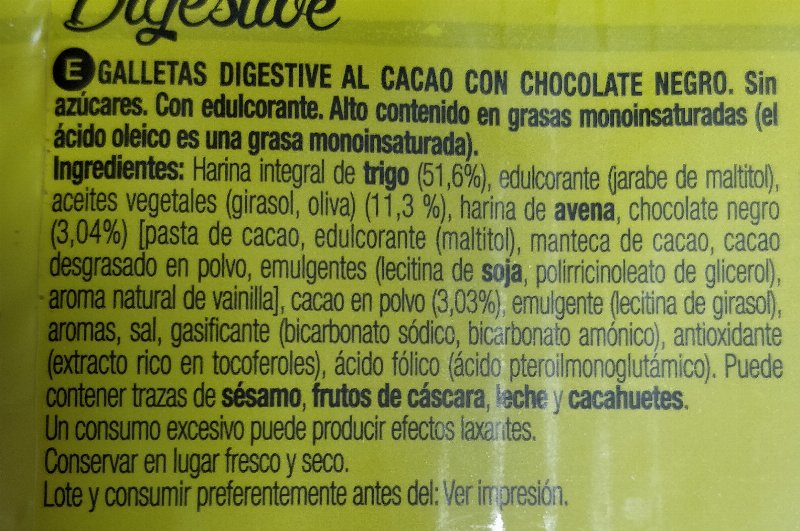 Foto da lista de ingredientes