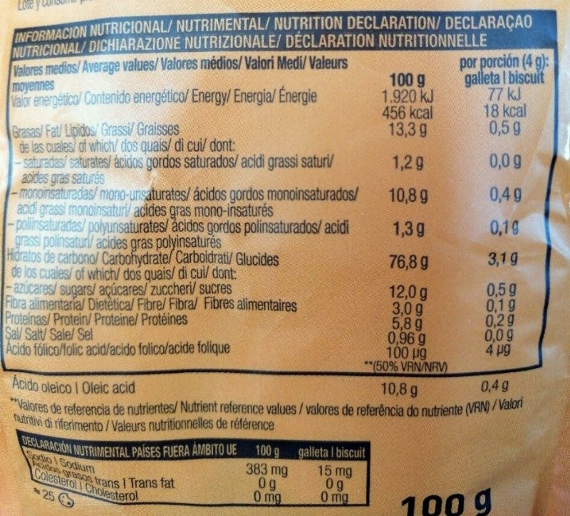 Foto da tabela nutricional