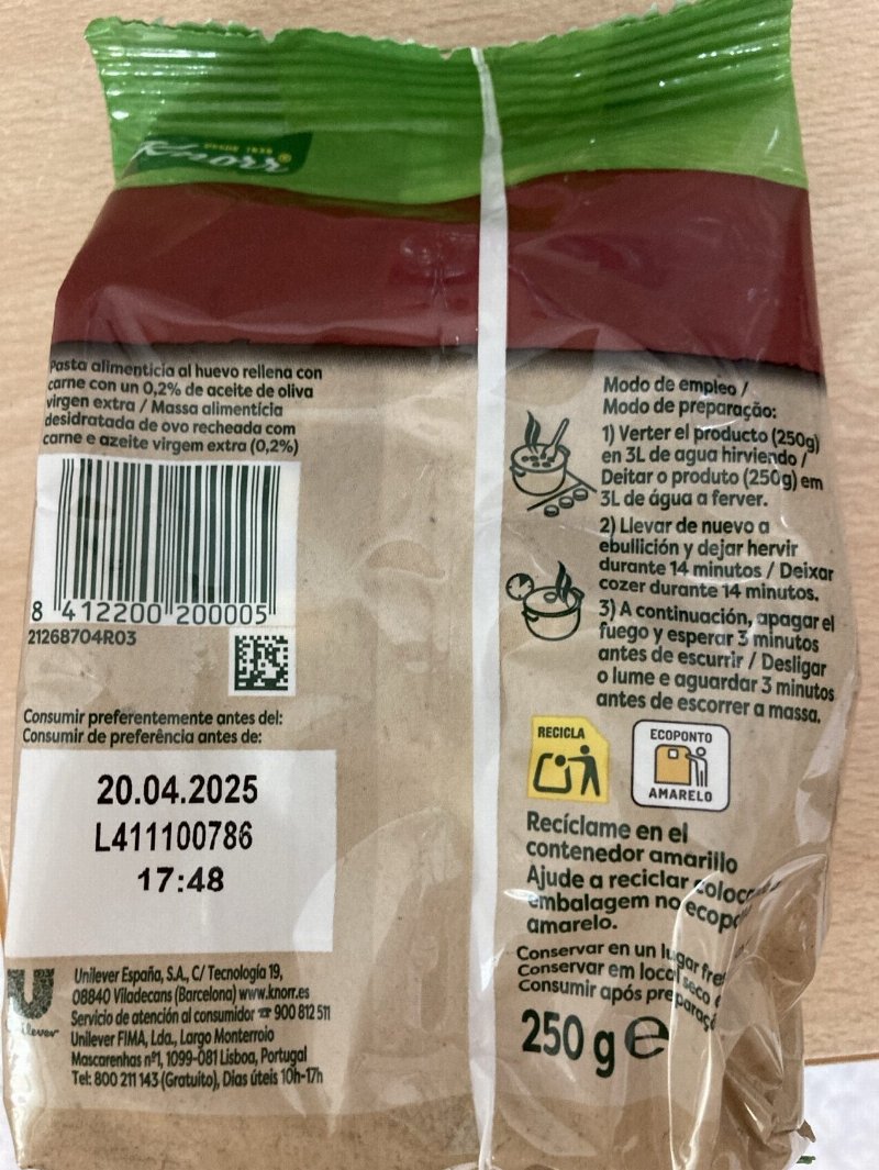 Foto da tabela nutricional