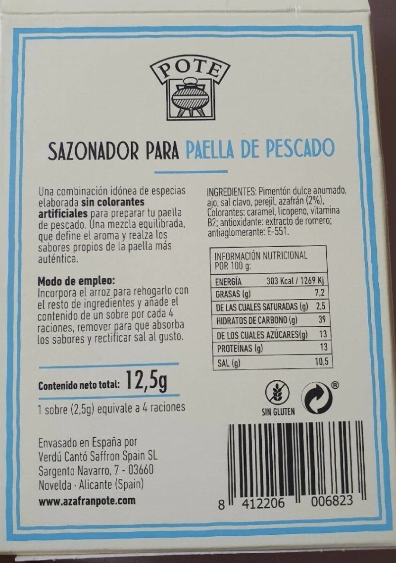 Foto da tabela nutricional