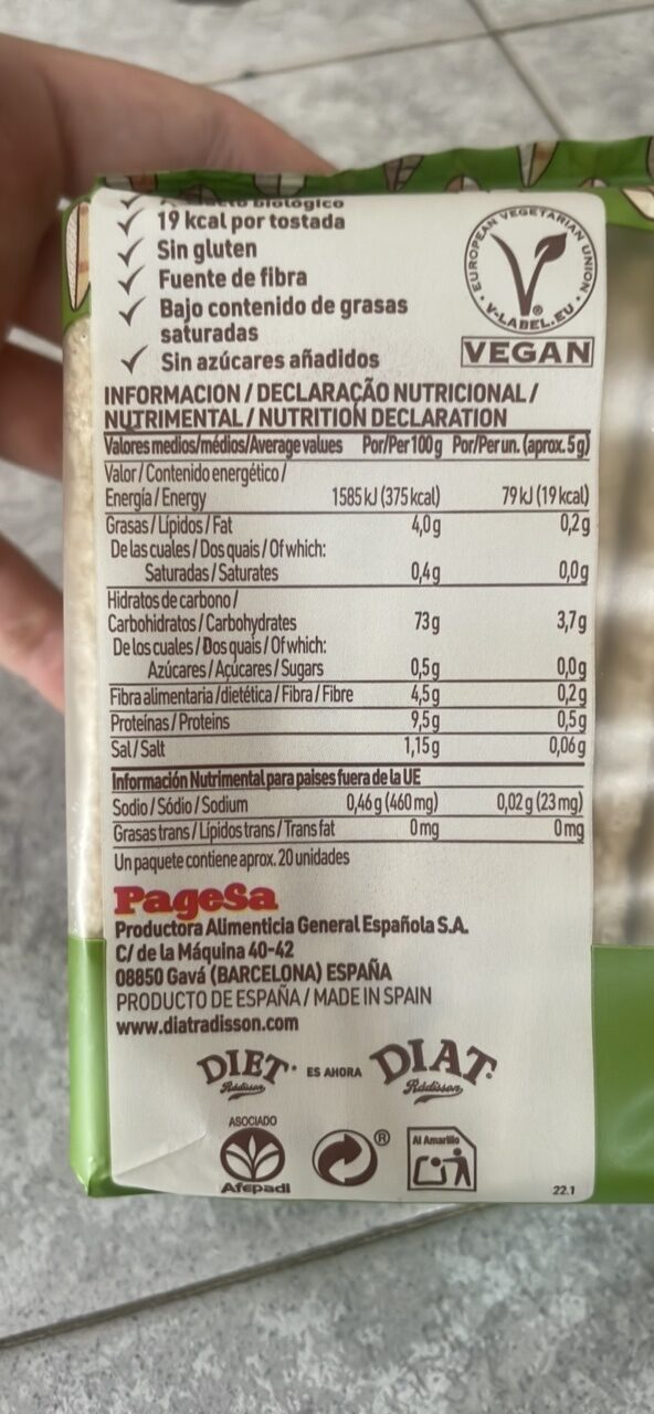 Foto da tabela nutricional
