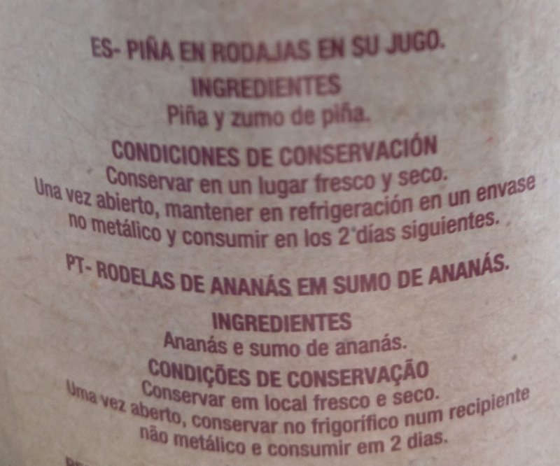 Foto da lista de ingredientes