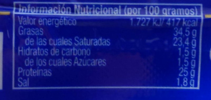 Foto da tabela nutricional