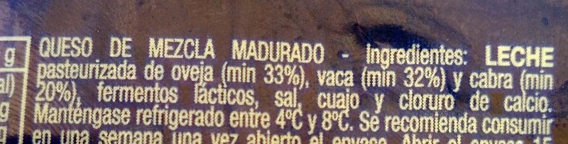 Foto da lista de ingredientes